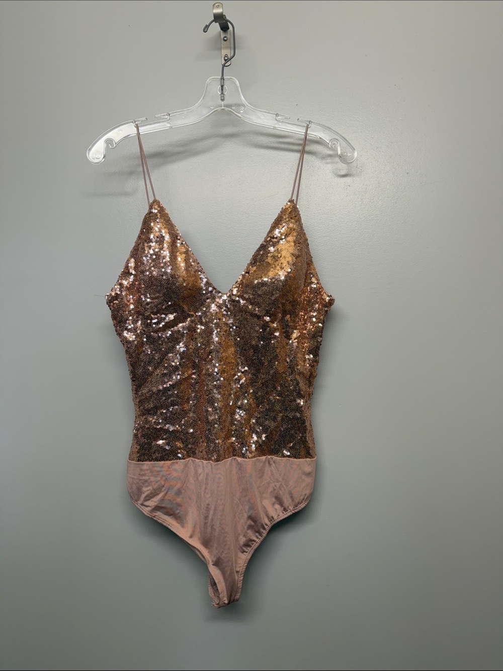 NWT Revamped Rose Gold Sequin Bodysuit